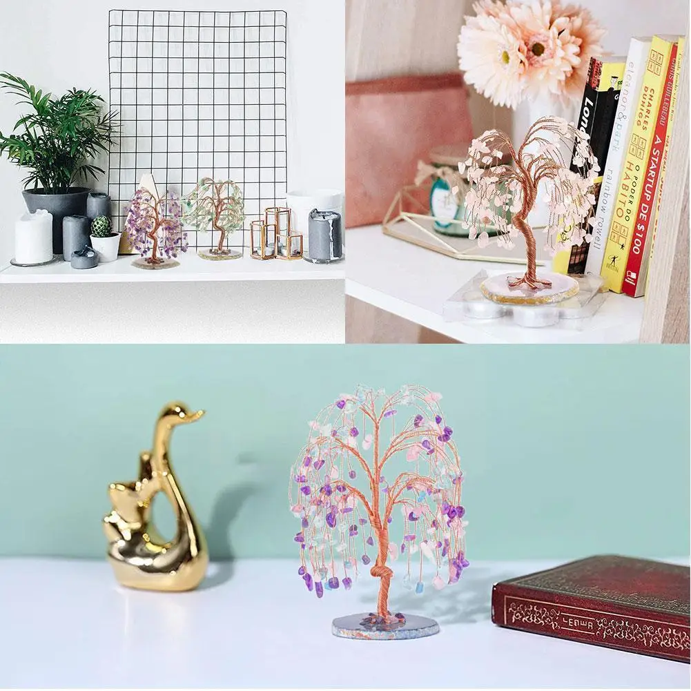 

Кристальные слезы натуральный аметист розовый кварц Аквамарин Кристалл лечебное дерево деньги W7z0