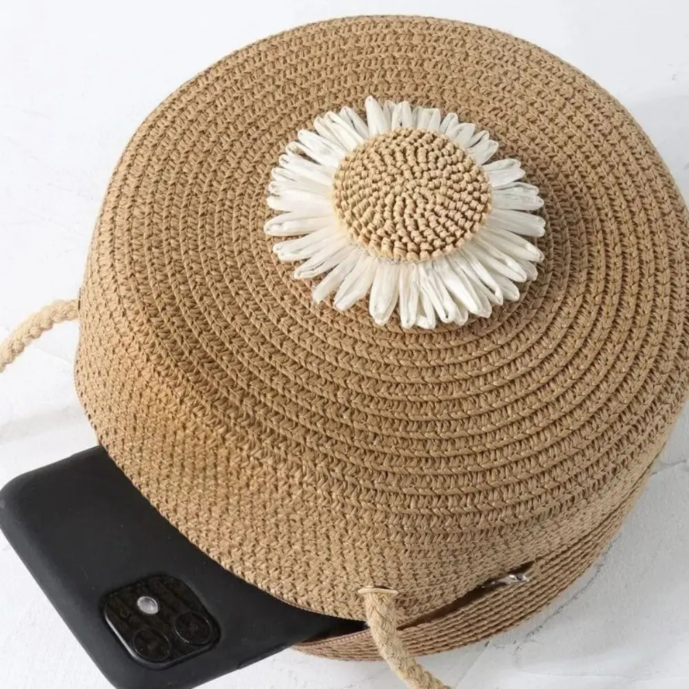 Женская Круглая Соломенная Сумка Через Плечо С Цветочным Узором Модный Легкий