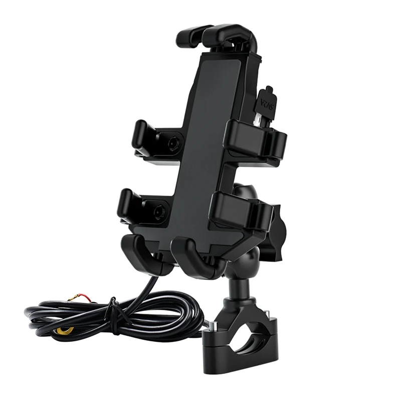 

Motorcycle Mobile Phone Navigation Bracket Holder Support Handlebar Rearview Mirror Mount Clip Bracket With USB Port