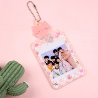 storage bag with keychains collect box bus card holder pendant card holder photocards storage kpop idol photo holder