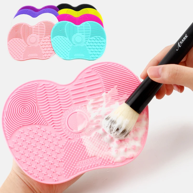 

1pc Silicone Foundation Makeup Brush Scrubber Board Makeup Brush Cleaner Pad Make Up Washing Brush Gel Cleaning Mat Hand Tool