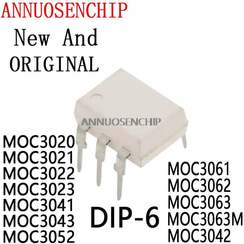 Новые и оригинальные DIP6 IC MOC3020 MOC3021 MOC3022 MOC3023 MOC3041 MOC3043 MOC3052 MOC3061 MOC3062 MOC3063 MOC3063M MOC3042, 10 шт.