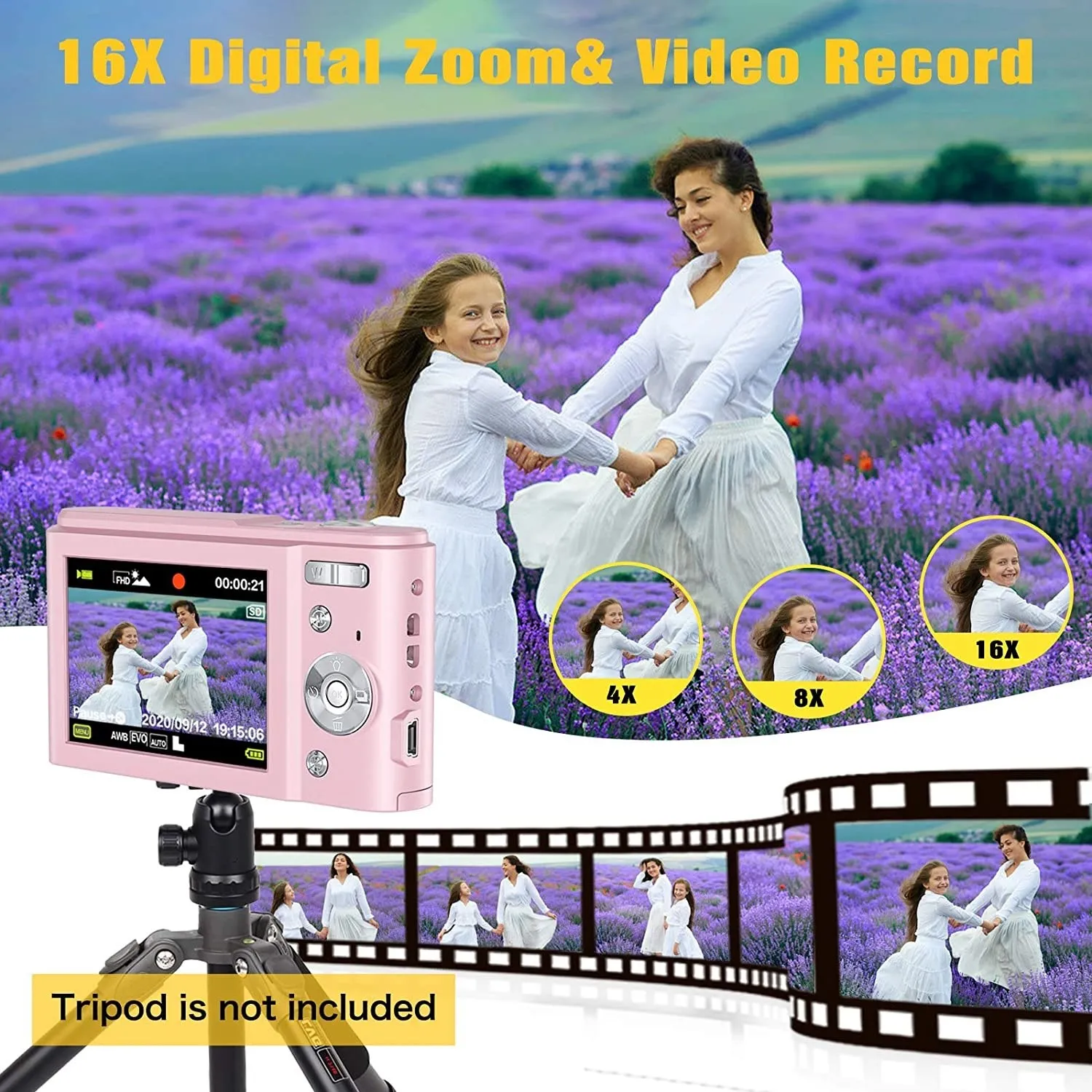 2023 New 48.0MP digital zoom camera 16X digital zoom LCD screen compact portable mini camera Free shipping Sale enlarge