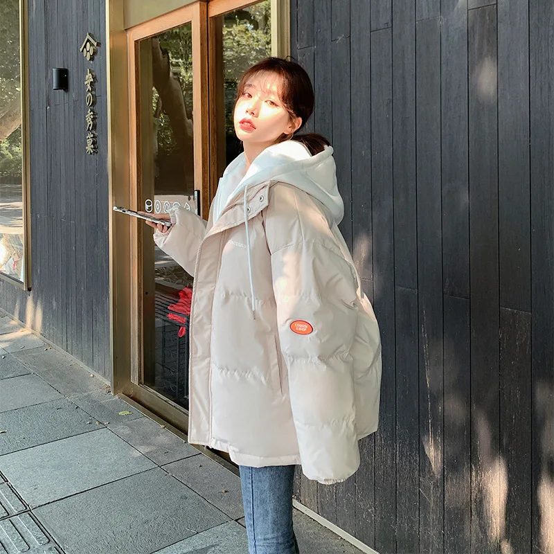 Winter Jacket Women Overcoat Thick Down Cotton Padded Short Parkas Oversize Casual Hooded Bubble Coat Female