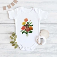 exquisite watercolor floral print simple short sleeve baby onesie sweet pop harajuku casual unisex newborn romper
