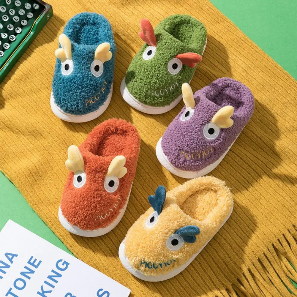 

Kids Cartoon Cotton Shoes Winter Warm Boys Girls Home Plush Slippers Cute Deer Furry Indoor Shoes Soft Baby Fur Slides Footwear