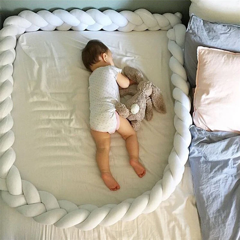 Protector de cuna de bebé, nudo, parachoques de cama de bebé tejido de felpa, cojín de cuna infantil para recién nacidos, parachoques de cama de guardería, decoración de habitación de 1M/2M/3M