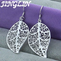 jinglin 925 sterling silver leaves drop earrings for woman wedding engagement fashion party charm jewelry