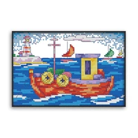 cross stitch kits summer beach printing stamped 14ct 11ct counted cross stitch kits fabric handmade embroidery needlework sets