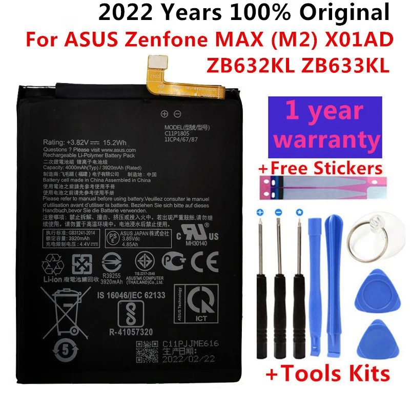 

100% Оригинальный аккумулятор C11P1805 для ASUS Zenfone MAX (M2) X01AD ZB632KL ZB633KL, высококачественный аккумулятор для телефона с инструментами