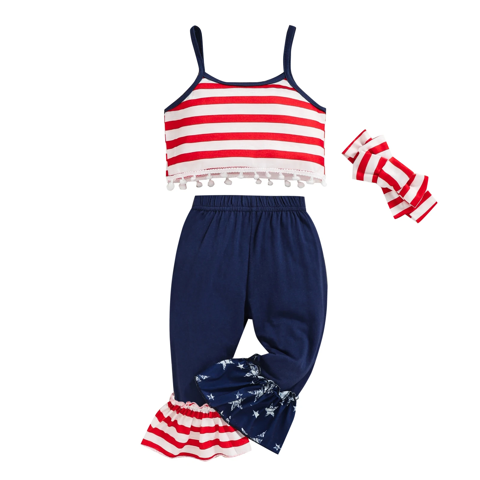 

Комплект летней одежды для младенцев 0-24 мес., жилет в полоску без рукавов, расклешенные длинные брюки, 2022-04-08