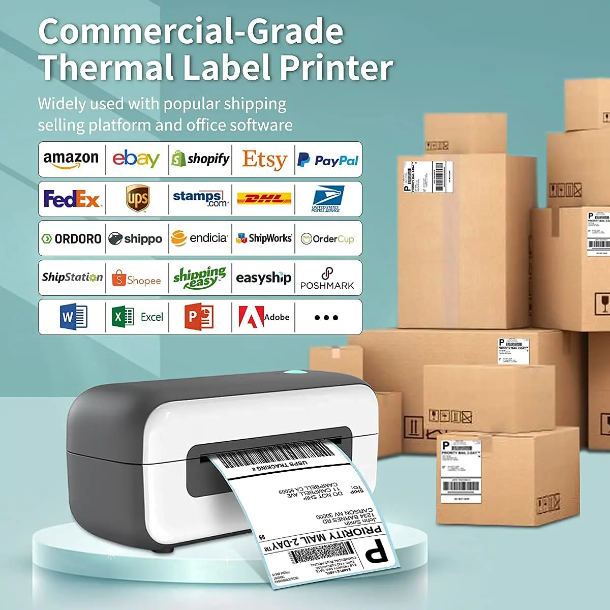 

Thermal Label Printer Set Commercial Desktop Label Printer 203dpi 150mm/s for Printing Barcode Label and Shipping Label Phomemo