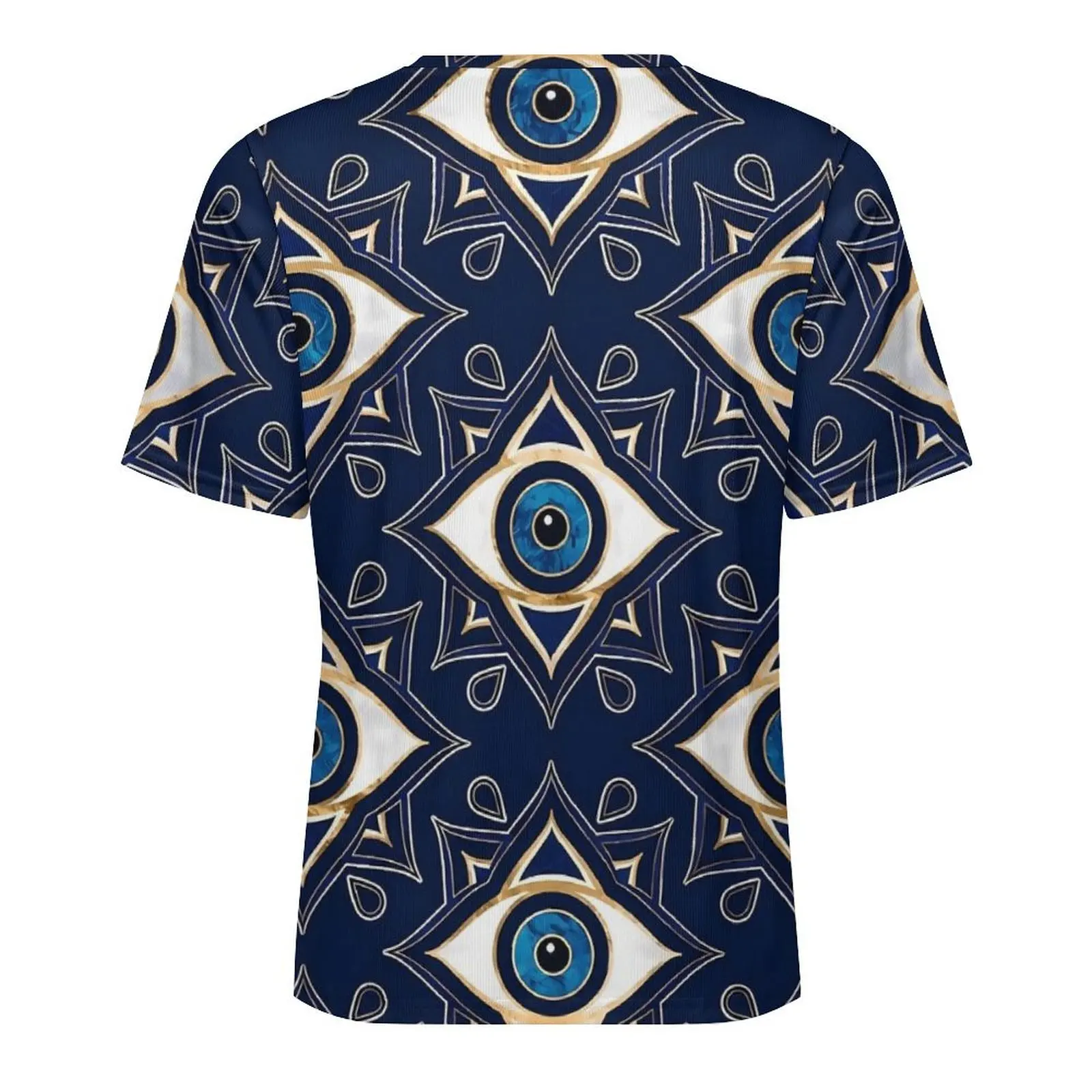 Пара футболок сглаза синие и золотые футболки в стиле Харадзюку топы с короткими