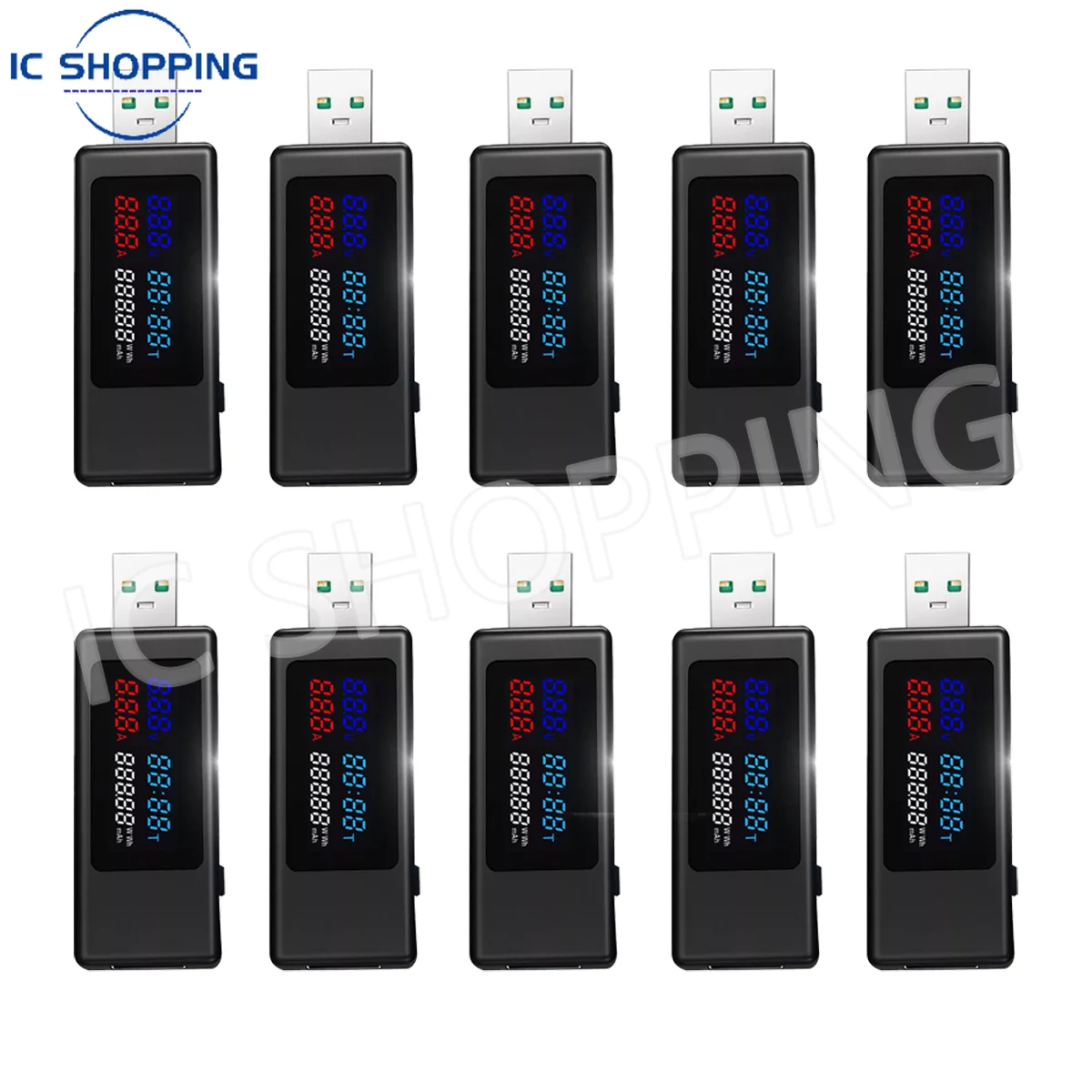 USB-тестер для зарядки 10 шт.: Улучшенный мониторинг тока напряжения и емкости в