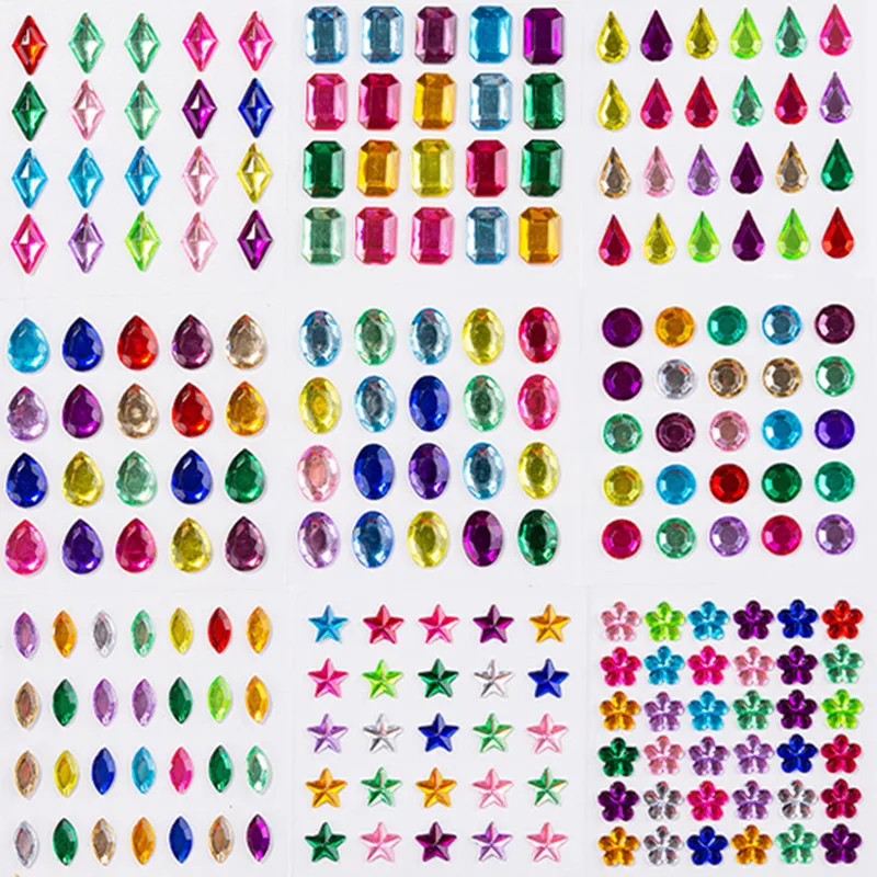 Face Body Diamonds for Music Festival Party Kids Self Adhesive 3D Gem Diamond Colorful Stickers for Phone Decor Paper Scrapbook