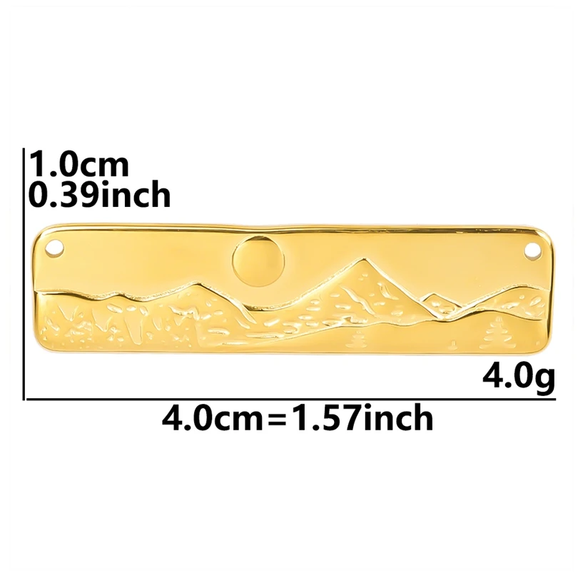 3pcs/Lot Rectangle Mountain Sun Charms With Two Holes For Jewelry Making Supplies Necklaces Accessories Stainless Steel Pendants
