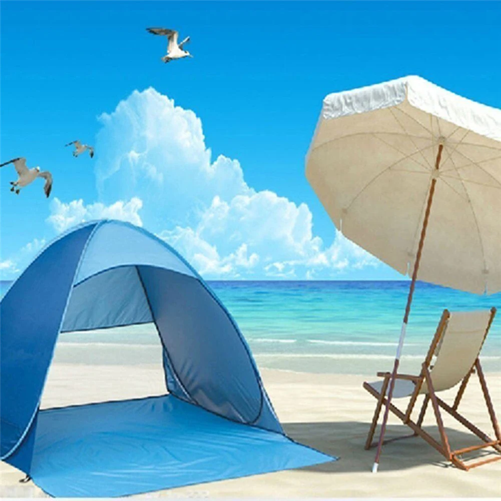 

Палатка для спорта на открытом воздухе, 6 стальных колышек, большие песочные карманы с покрытием из полиэстера, для пляжа, кемпинга, пешего туризма