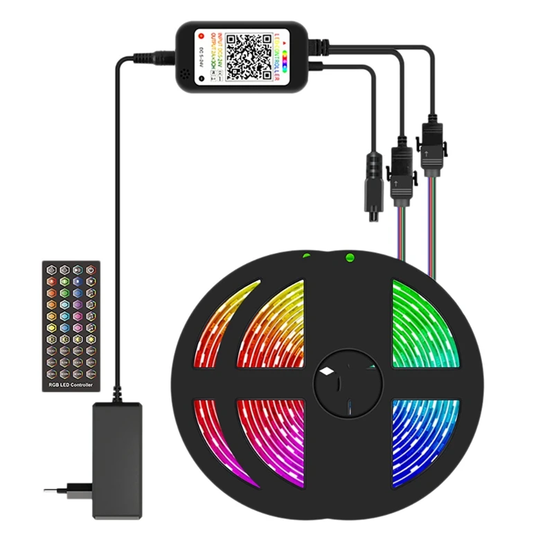 

Светодиодсветильник панель SMD 5050 RGB с Bluetooth-контроллером и синхронизацией музыки для ТВ, спальни вечерние (2X7.5M)