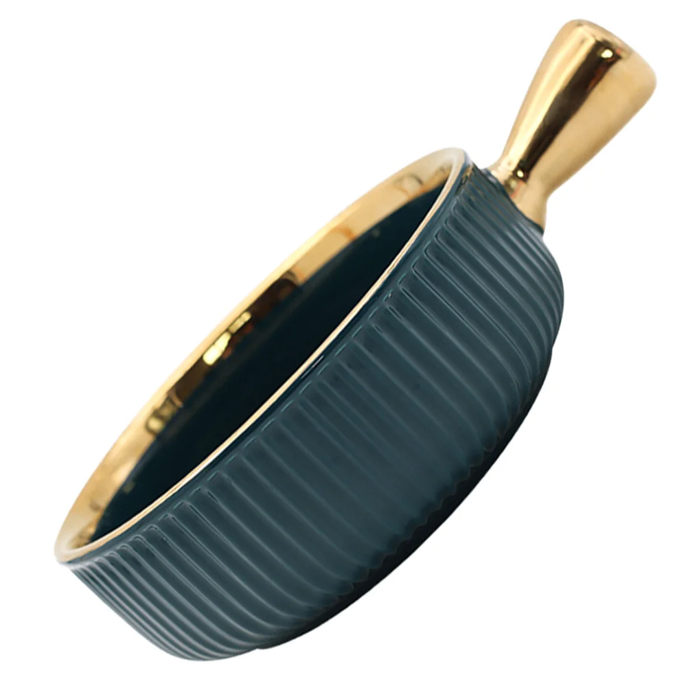 

Ceramics Fruit Salad Bowl with Handle Kitchen Fruit Dessert Bowl Breakfast Ovenware Serving Noodle Bowl Container ( Green )