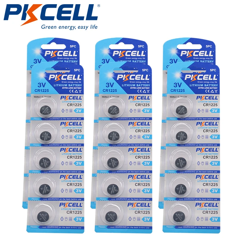 

30Pcs/6Pack PKCELL CR1225 3V Lithium Battery BR1225 EBR1225 CR 1225 3v battery
