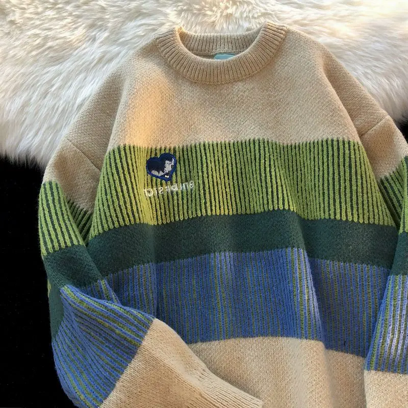 

Japanese Preppy Style Vintage Hit Color Striped Pullover Sweaters Korean Streetwear Jumpers Harajuku Kawaii Sweater Dropshipping