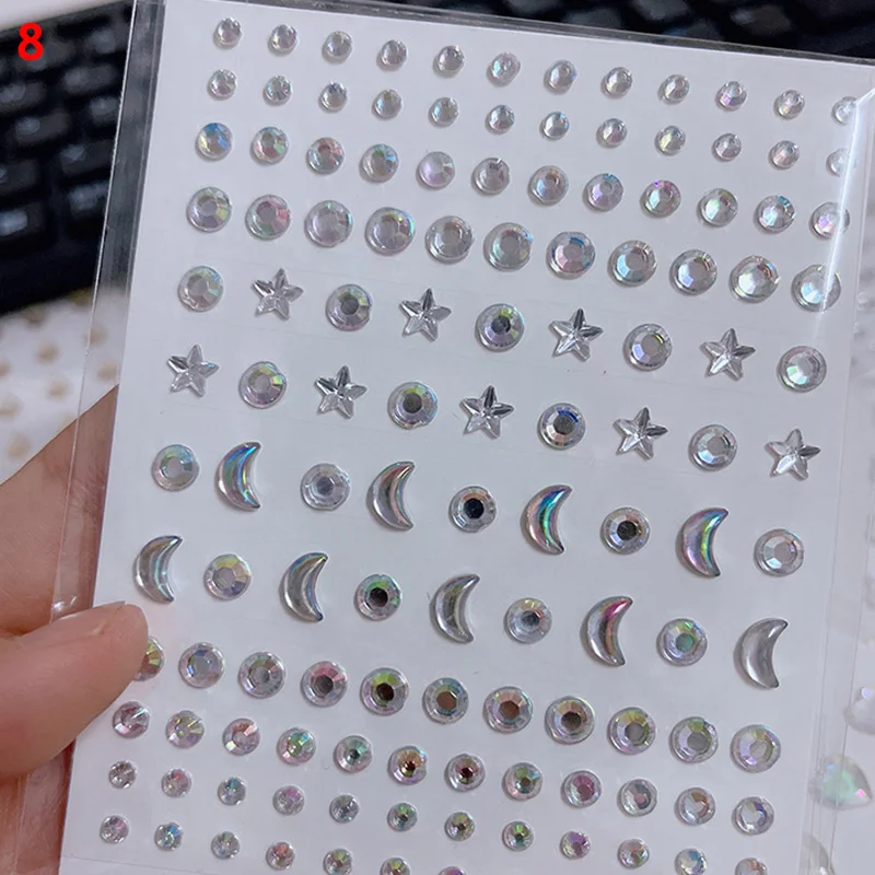 Free Shipping Star Moon Round Face Jewelry Sticker Rhinestones Stickers Tattoo Stickers Pearl Crystal Diamond DIY Eye Sticker