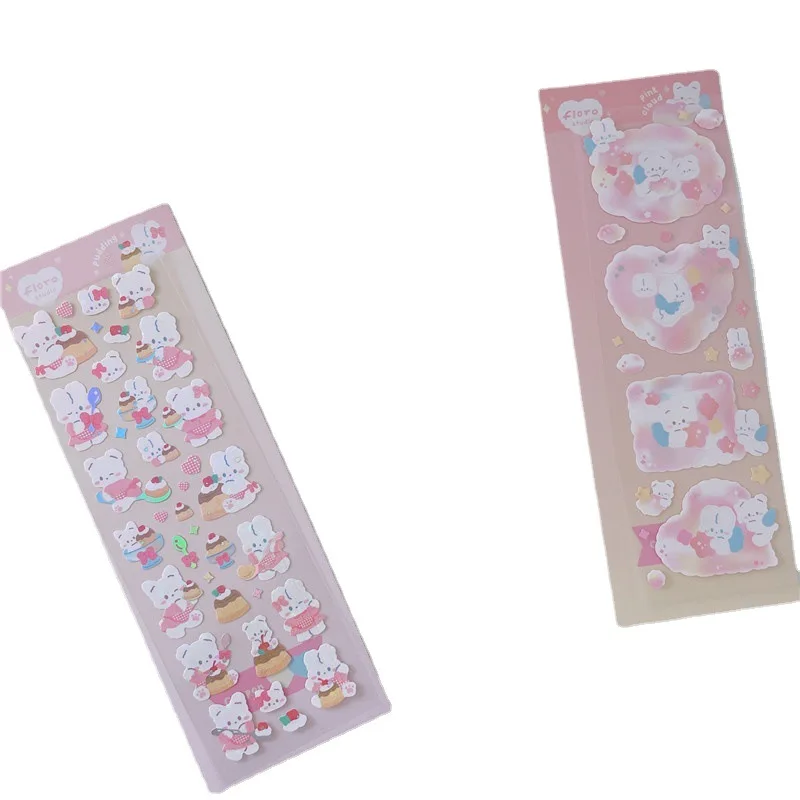 

Laser hot silver hand tent stickers cute rabbit animal decorative material stickers