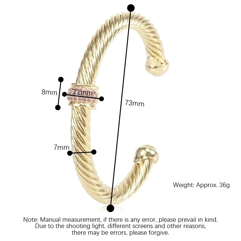 Популярный женский и мужской браслет 7 мм Классический Медный с-образным золотым