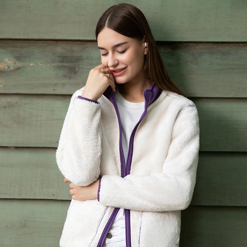 

Outdoor Fleece Jacket Winter Loose Large Size Coat for Women Sports Stand-up Collar Fleece All-match Casual Plush Jacket