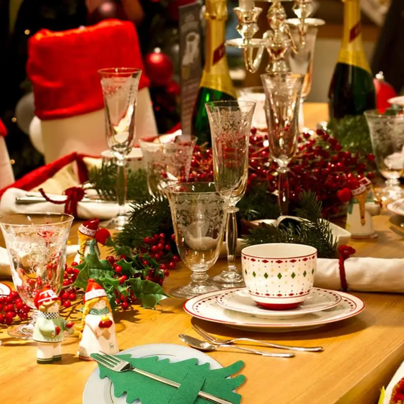 Сумка для посуды рождественской елки Серебряный чехол карманы многоразовая