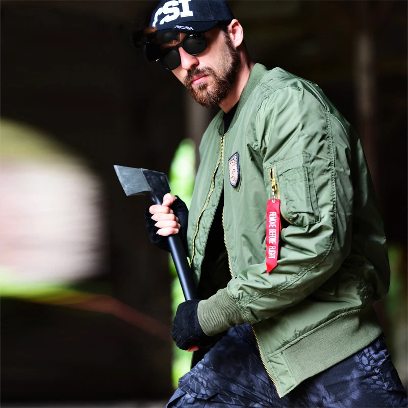 Куртка-бомбер мужская тактическая Бомбер на молнии с несколькими карманами