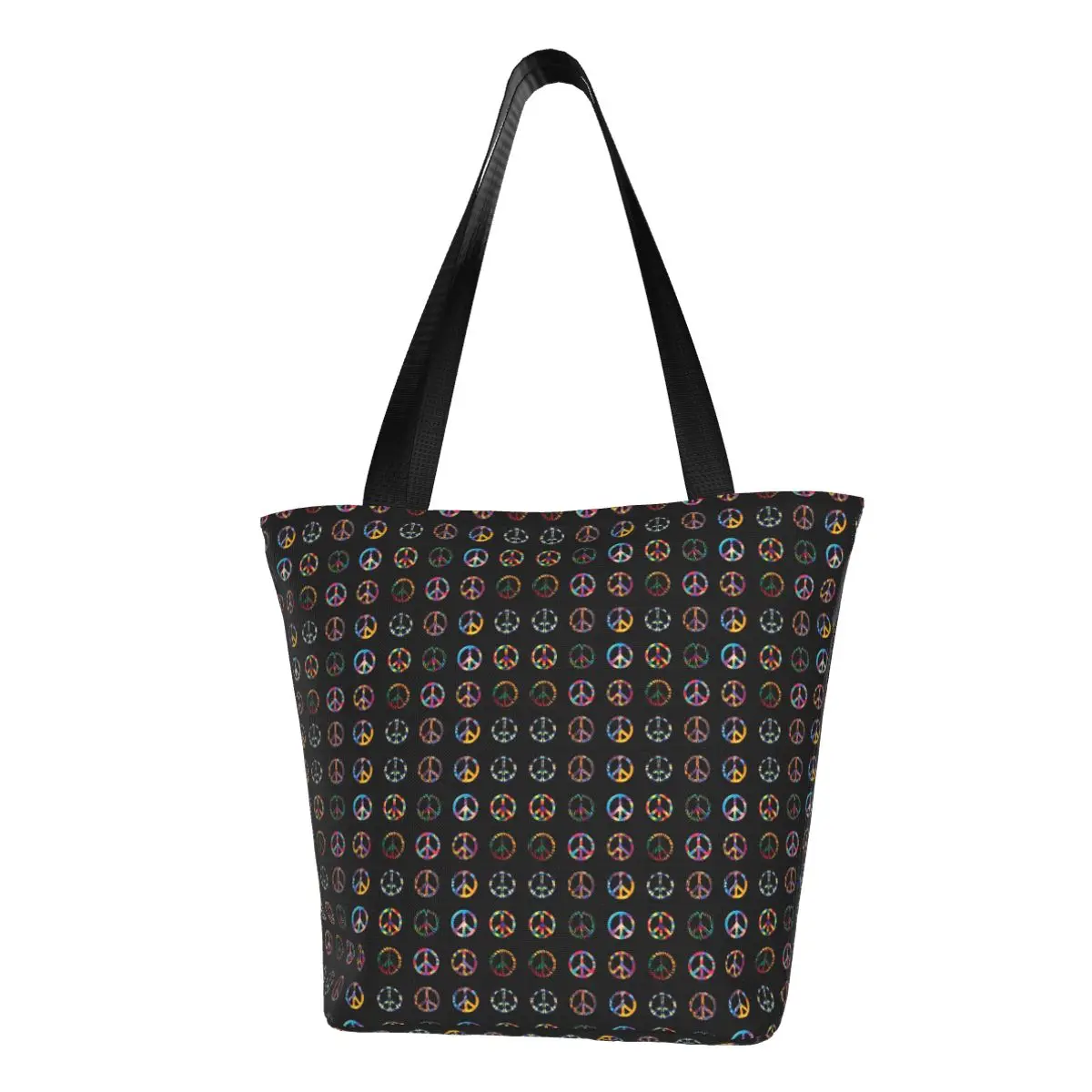 

Peace Symbol Shopper Bag Peace Symbol Print Shopping Bags Women Y2k Tote Bag Polyester College Woman Handbags