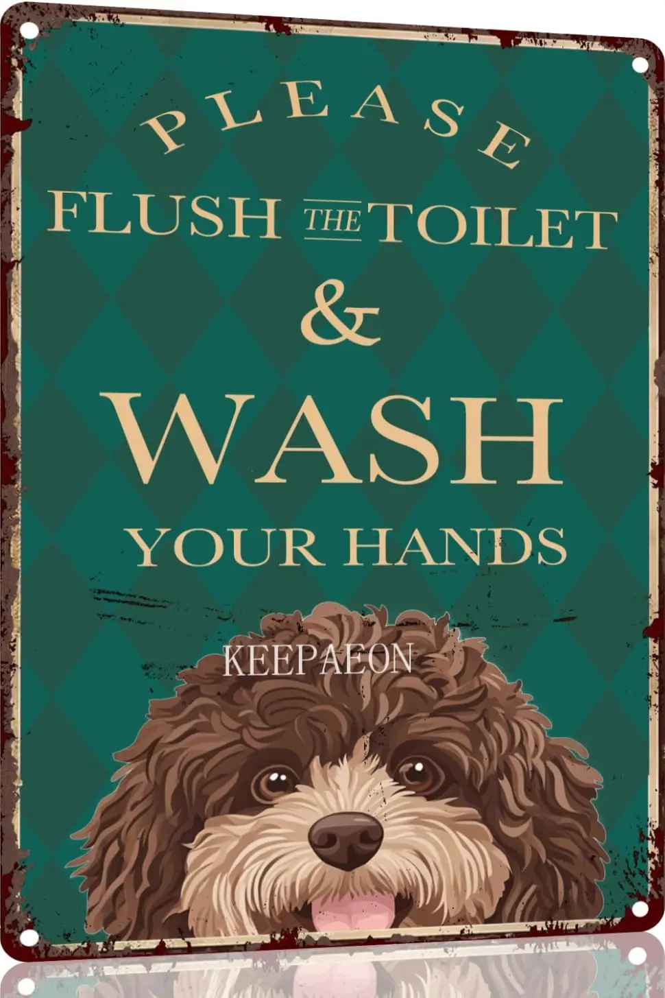 Metl lumnum Plque Sgn Decorton Забавный Spnsh Wter Dog Plese Flush Tolet Wsh Your Hnds Cute Home Broom Toilet 12x8 nc