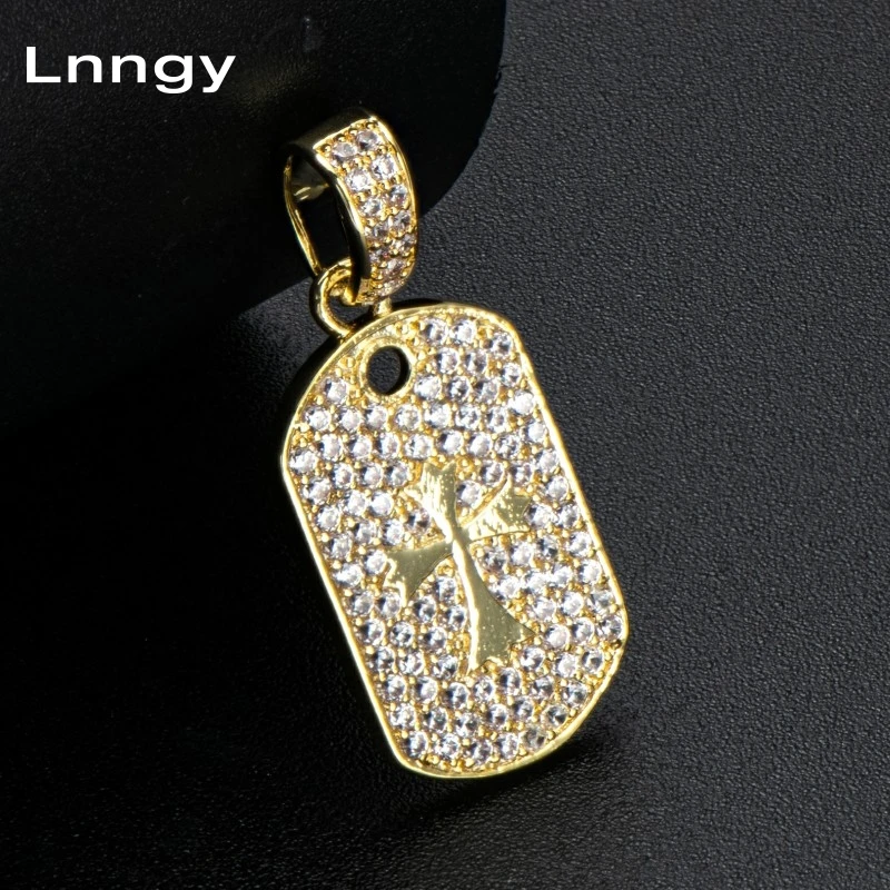 

Lnngy выложены прямоугольными фианитами для мужчин, женщин, мужчин, 14 к, твердое желтое золото, сверкающие фианиты, хип-хоп, Религиозные христи...