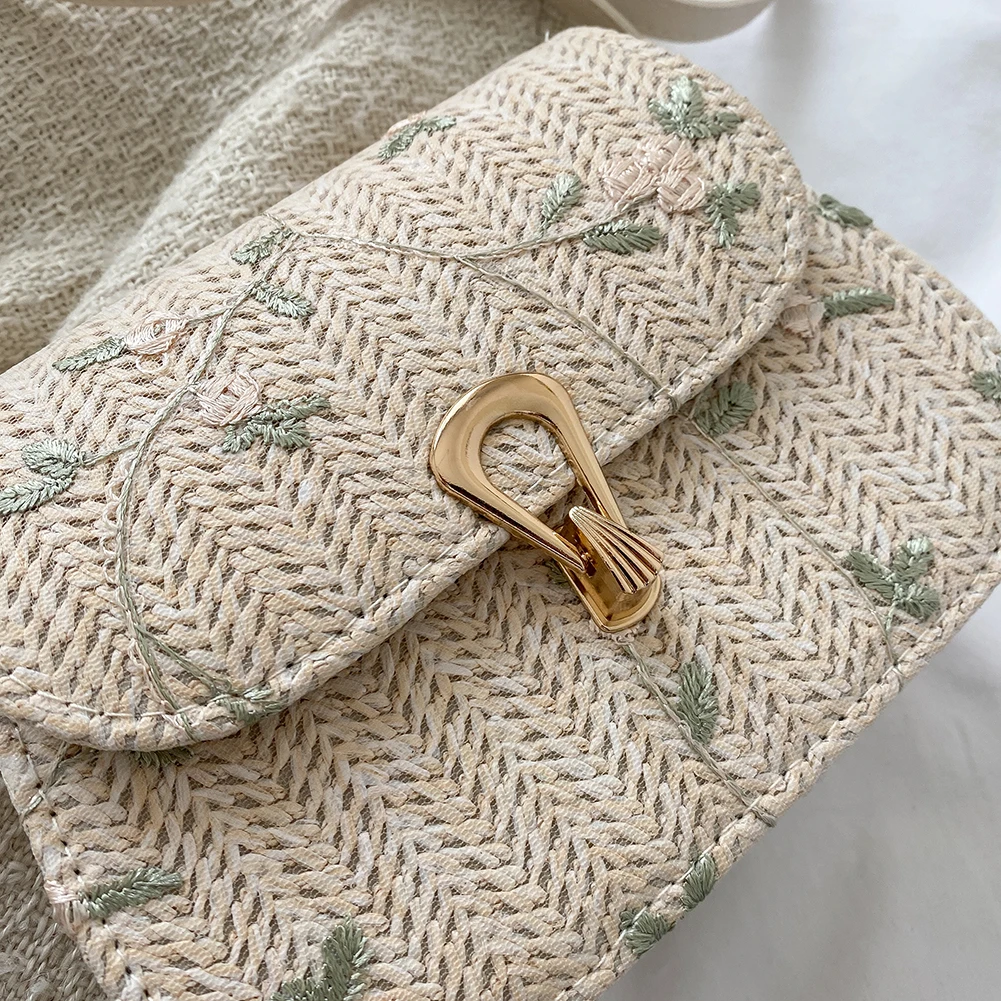 Женская соломенная сумка через плечо с регулируемым ремешком вязаная крючком