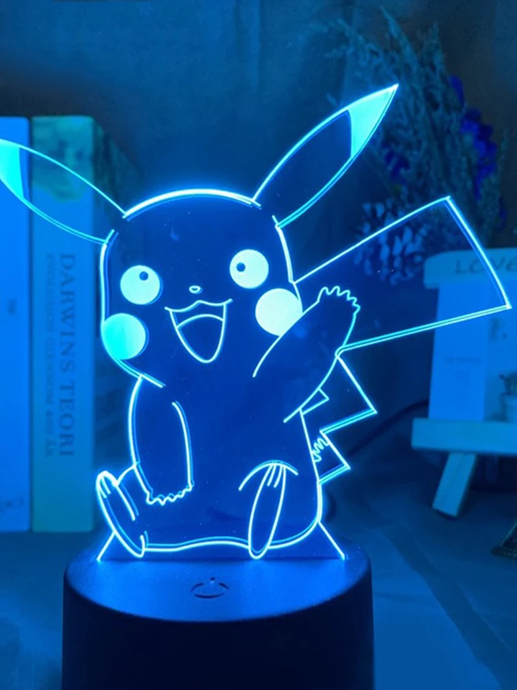 Pokemon Go Pikachu 3D Crystal LED Night Light Table Lamp Birthday Gift RGB 