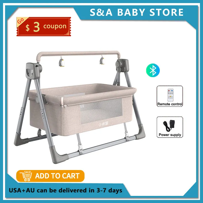 Electric Baby Crib Free  and Fast Shipping Multifunctional Cradle Portable rocking bed New Born Sleeping Basket