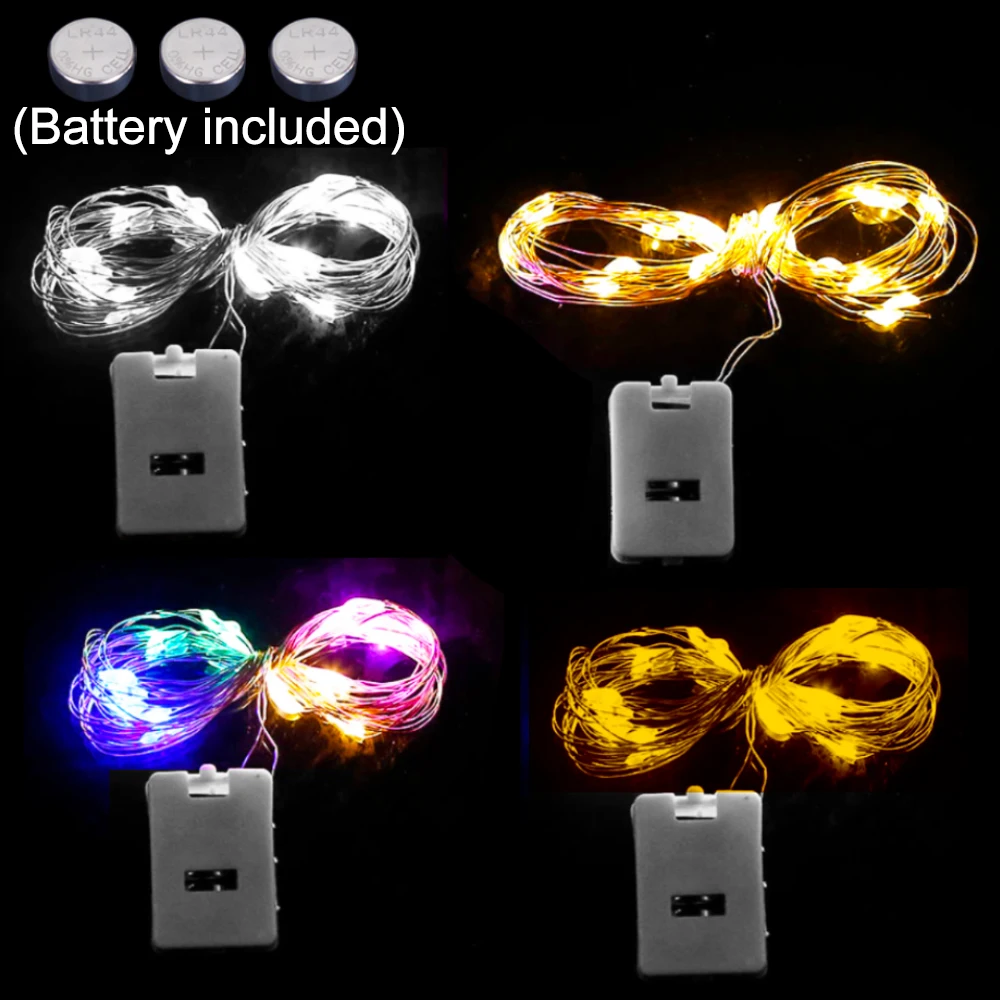 

LED Fairy String Lights Starry Garland LED Silver Copper Wire LR44 Battery Suitable for Wedding Party Christmas Table Decoration