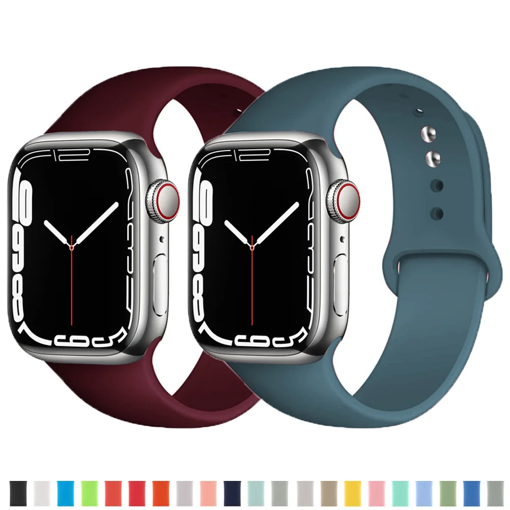 

Ремешок силиконовый для Apple watch band 45 мм 44 мм ultra 49 мм 41 мм 42 мм 40 мм, браслет для часов iWatch series 8 SE 7 4 3 6 5