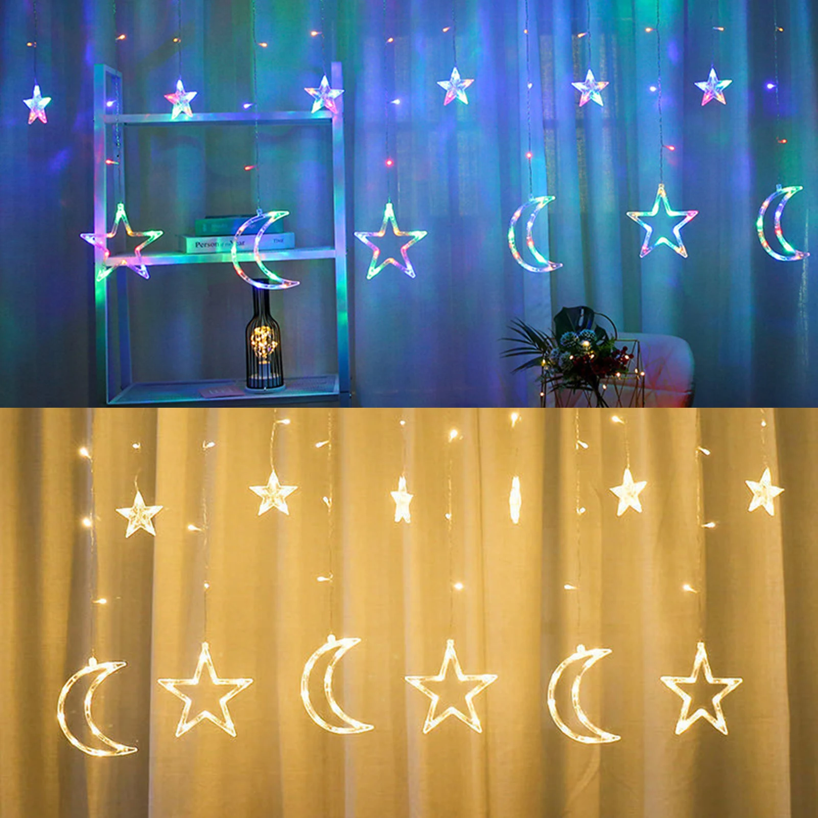 

LED Eid Mubarak Moon Star String Lights Ramadan String Light Islam Decorative Lantern Lights String for Muslim Home Garden Decor
