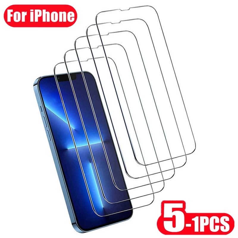 

5 шт. закаленное стекло для IPhone 13 11 12 14 Pro Max, Защита экрана для iPhone 8 7 6 Plus 13 Pro XS MAX XR X SE, стекло с полным покрытием