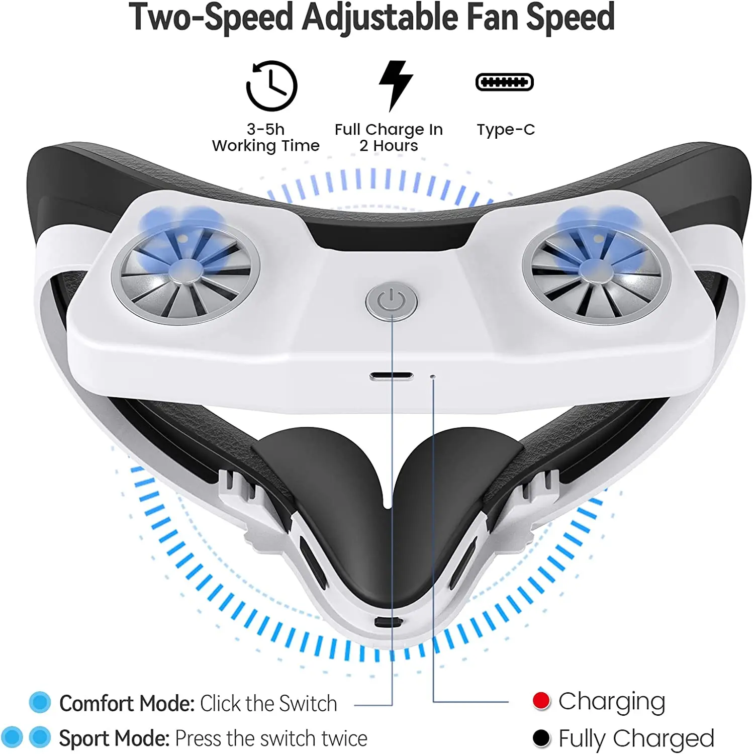for Oculus Quest 2 Cooling Fan Air Circulation Fan Facial Interface Relieve Lens Fogging Active for Oculus Quest 2 Accessories
