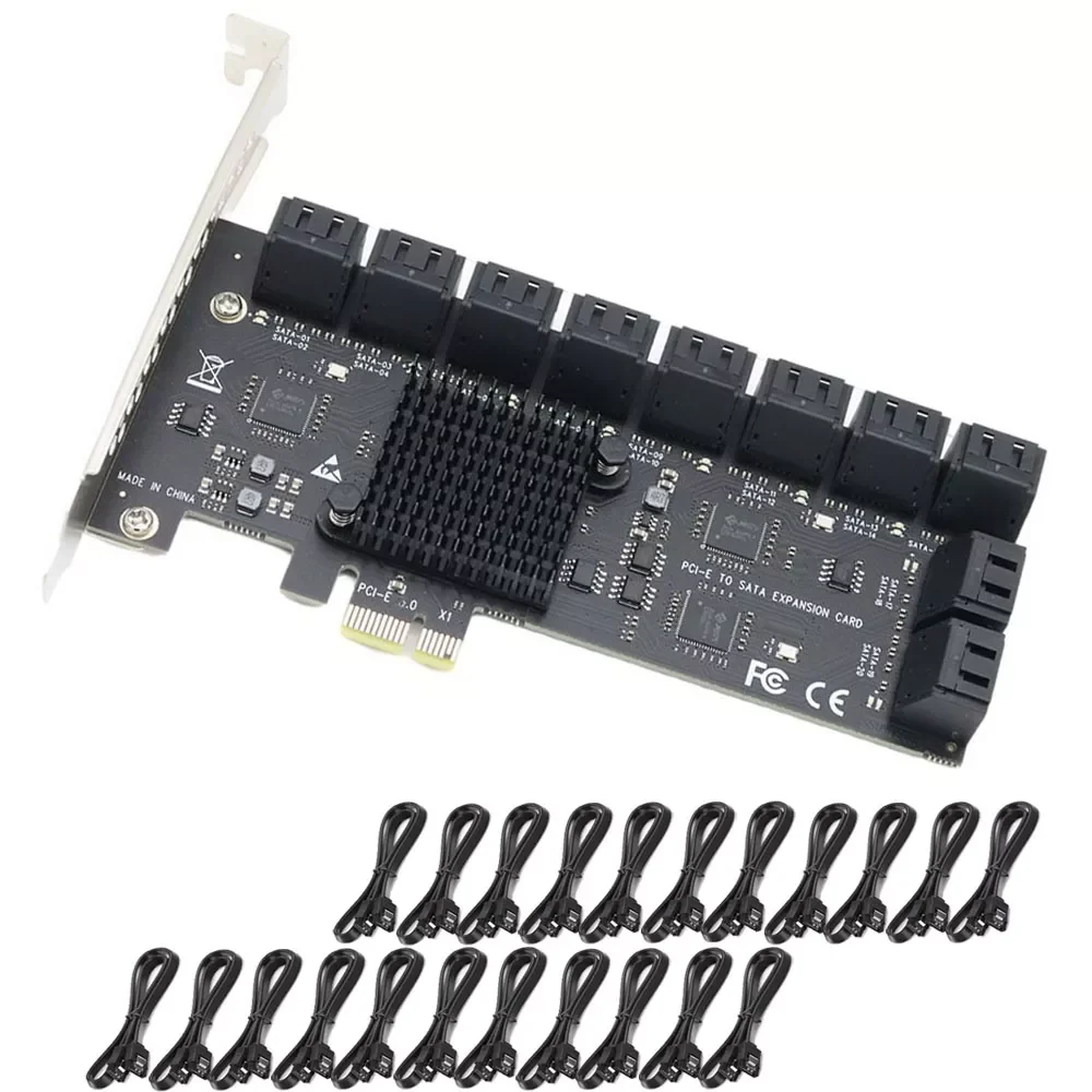 

PCIE SATA Card 12/16/20 Ports 6Gb SATA 3.0 PCIe Card, PCIe To SATA Controller Expansion Card, Support SATA 3.0 Devices