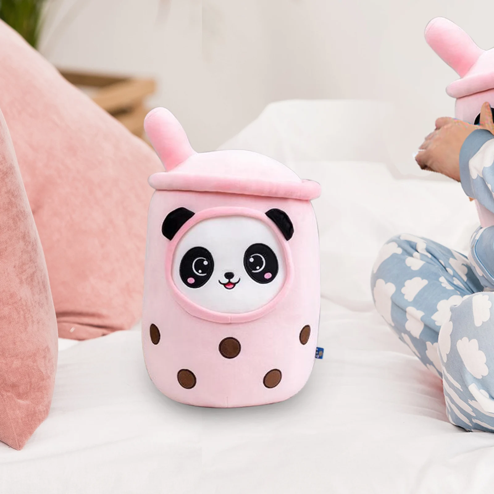 

Pink Creams Teacup Pillow Cute Panda Expression Cushion Lumbar Cushion Home Bed Pillow Girl Gift Pickles h