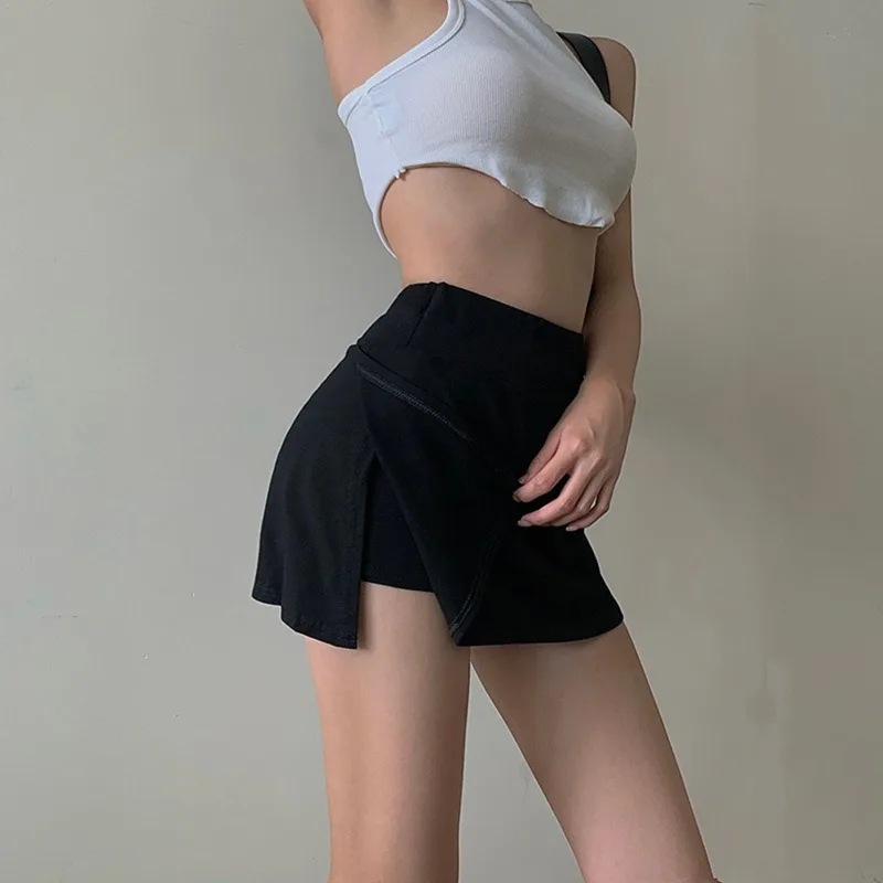 

Gothic Women's Fashion Mini Skirt y2k Dark Casual Short Skirt Cute Irregular Split Casual Simple High Waist Elastic Sports Skirt