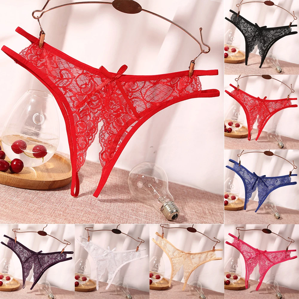 

Women's Sexy Hot Hollow Out Breathable Elastic Crotchless Lace Panty Open Crotch Stretch Briefs Knickers Underwear