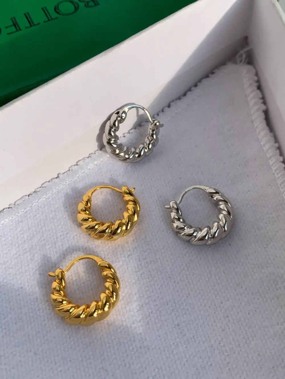 

Classic Stainless Steel Twist Ear Buckle for Women Trendy Gold Delicated Circle Hoop Earrings Punk Hip Hop Jewelry Accessories