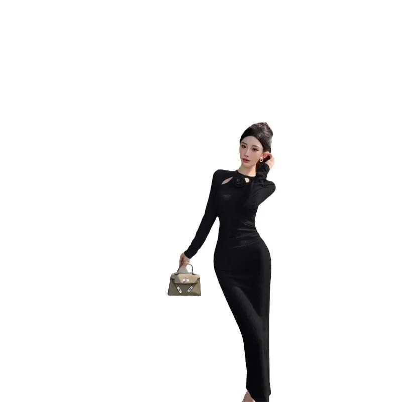 Сексуальное элегантное модное утягивающее платье для женщин вязаный материал с