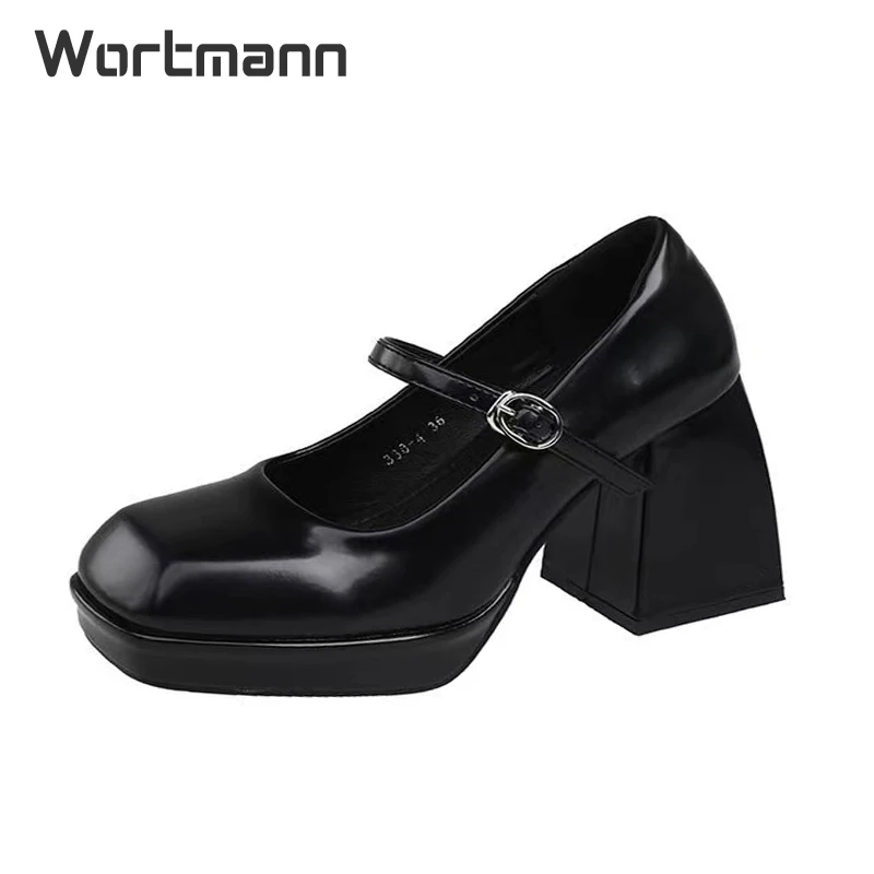 

Женские туфли-лодочки на толстом каблуке, с квадратным носком