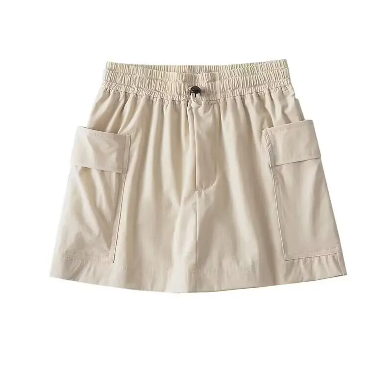 Мини-юбка Женская эластичная трапециевидная с завышенной талией и карманами